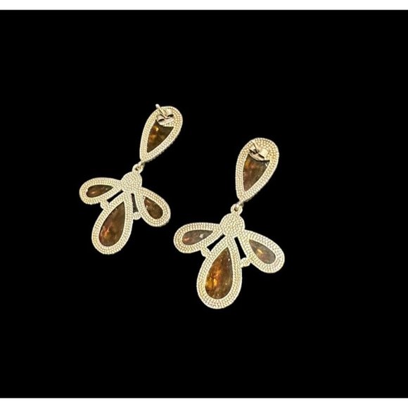 HSN Deb Guyot Designs Earrings Amber And Sterling Silver Dangle Drop - Picture 3 of 7